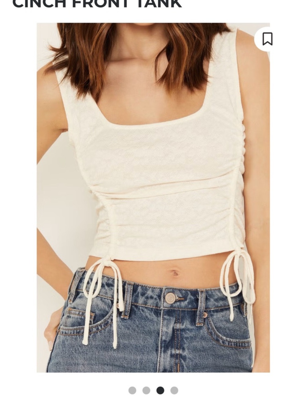 Shyanne Cream Cinch Side-Tie Tank Top